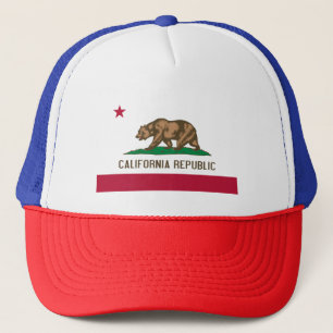 California Republic Bear Flag: Cali Golden State Trucker Hat