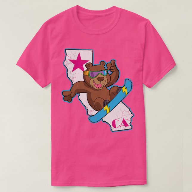 California Republic Bear Snowboarder Snowboarding T-Shirt (Design Front)