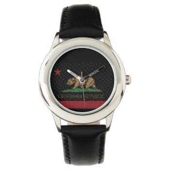 California Republic Black Diamond Plate Watch by CaliforniaFlag at Zazzle