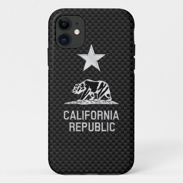 CALIFORNIA REPUBLIC Chrome on Carbon Fiber Case-Mate iPhone Case (Back)