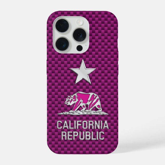 CALIFORNIA REPUBLIC Chrome on Carbon Fiber iPhone Case (Back)