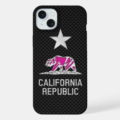 CALIFORNIA REPUBLIC Chrome on Carbon Fiber iPhone 15 Plus Case