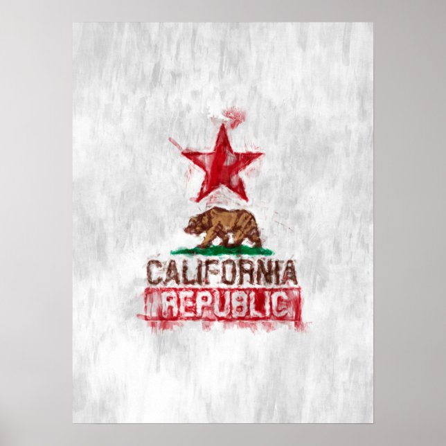 California Republic Flag Bear in Paint Style Decor (Front)