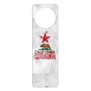 California Republic Flag Bear in Paint Style Decor Door Hanger