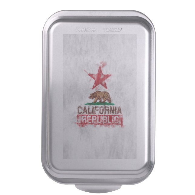 California Republic Flag Bear in Painterly Decor Cake Pan (Front Vertical)