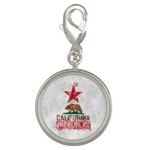 California Republic Flag Bear in Painterly Decor Charm
