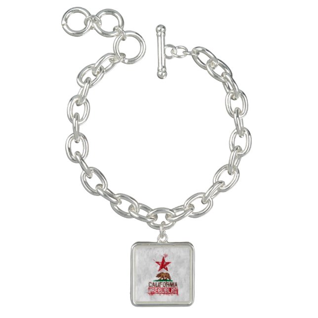 California Republic Flag Bear in Painterly Decor Charm Bracelet (Product)