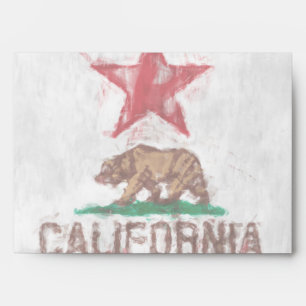 California Republic Flag Bear in Painterly Decor Envelope