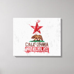 California Republic Flag Bear in Painterly Style Canvas Print