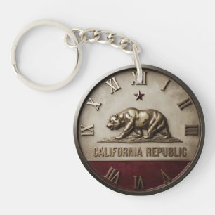 California Republic Flag Bear Red and Gold Keychain