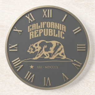 California Republic Flag Bear Roman Numeral Coaster