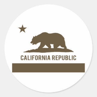 California Republic Flag - Brown Classic Round Sticker