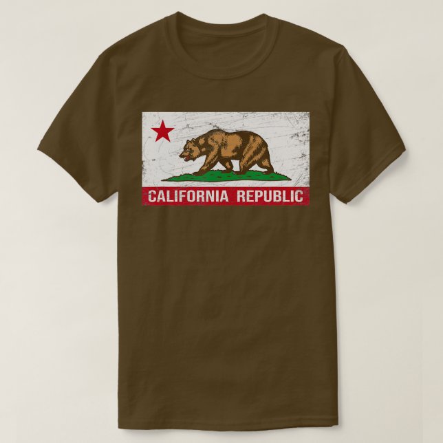 California Republic Flag  CA  Distressed Design  C T-Shirt (Design Front)