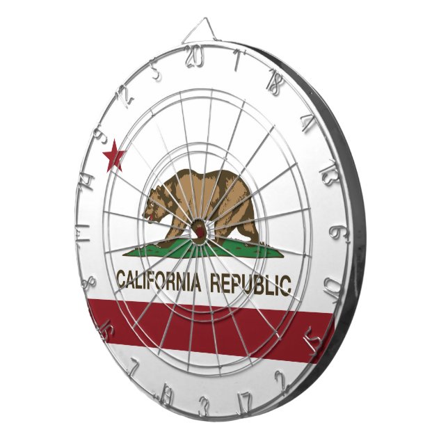 California Republic Flag Dartboard With Darts (Front Right)