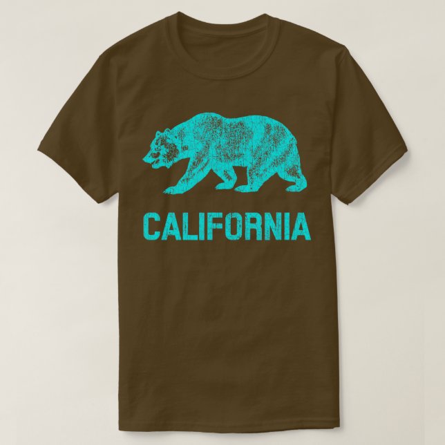 California Republic Flag Distressed Bear   1  T-Shirt (Design Front)