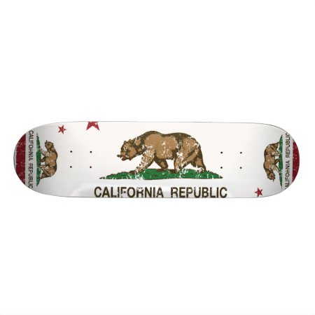 California Republic Flag Distressed Look Skateboard