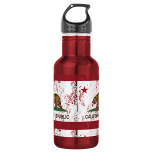 California Republic Flag Distressed Look Water Bottle