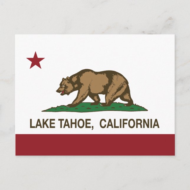 California Republic Flag Lake Tahoe Postcard (Front)