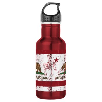 California Republic Flag Mira Loma Stainless Steel Water Bottle by LgTshirts at Zazzle