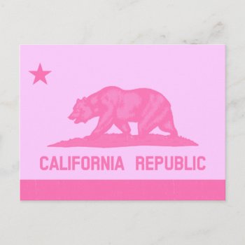 California Republic Flag (pink) Postcard by TerryBain at Zazzle