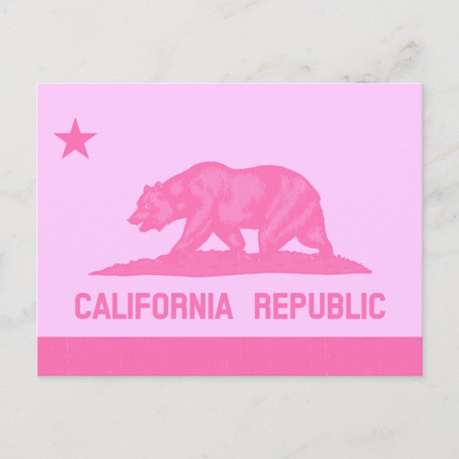 California Republic Flag (Pink) Postcard (Front)