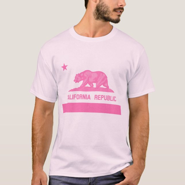 California Republic Flag (Pink) T-Shirt (Front)