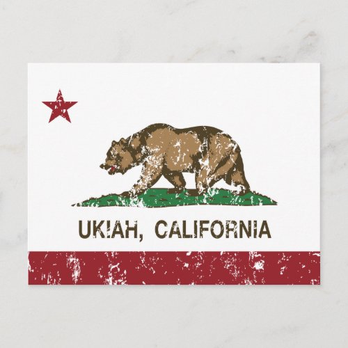 California Republic Flag Ukiah Postcard