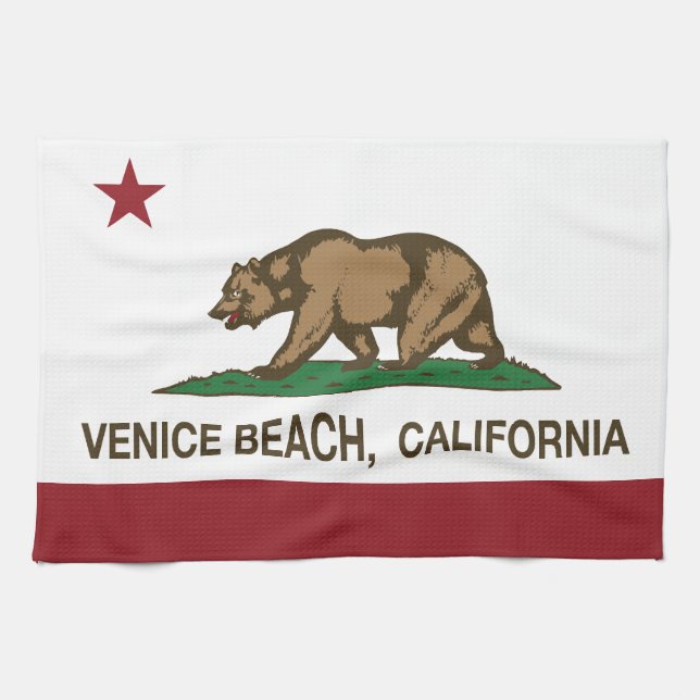 California Republic Flag Venice Beach Kitchen Towel (Horizontal)