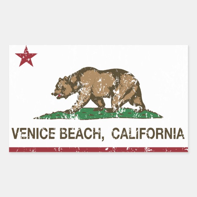 California Republic Flag Venice Beach Rectangular Sticker (Front)
