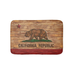 California Republic Flag Vintage Wood Design Bathroom Mat