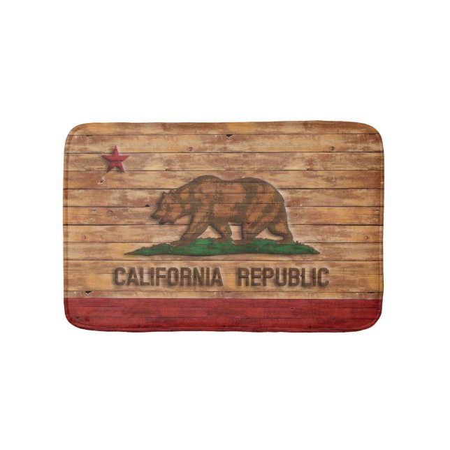 California Republic Flag Vintage Wood Design Bathroom Mat (Front)