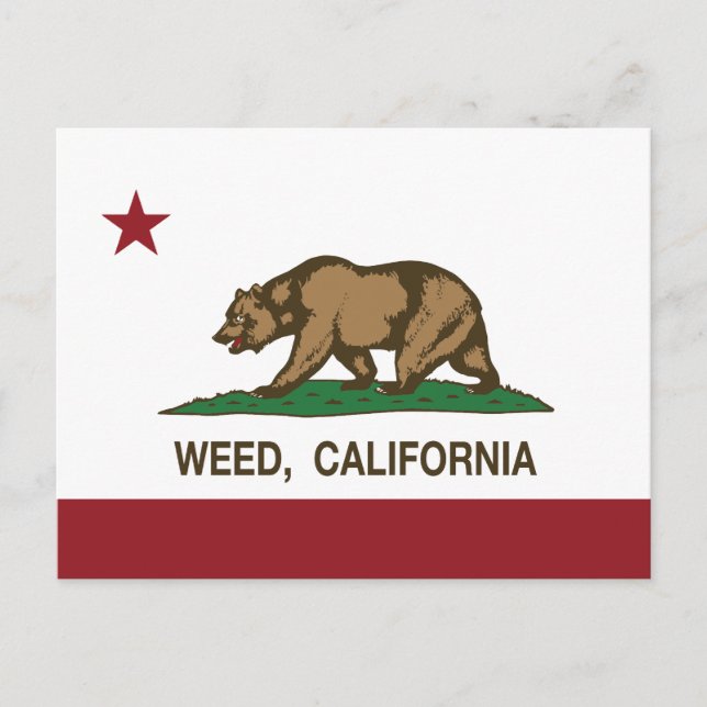 California Republic Flag Weed Postcard (Front)