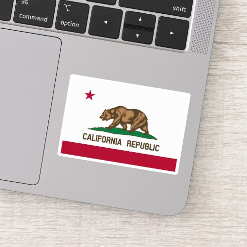 California Republic Grizzly Bear and Star Sticker