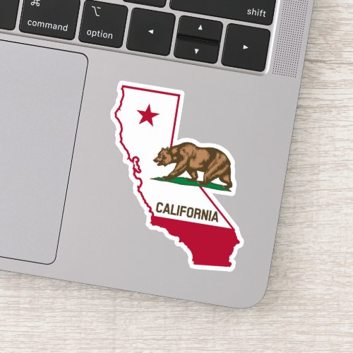 California Republic Grizzly Bear and Star Sticker