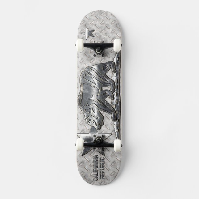 CALIFORNIA REPUBLIC Grunge Steel Cutouts Diamond P Skateboard Deck (Front)