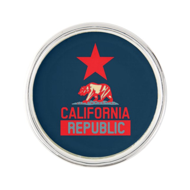 California Republic in Blue Style Decor Lapel Pin (Front)