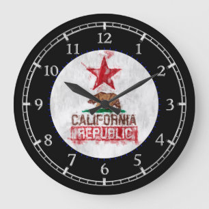 California Republic in Painterly Style Dial Large Clock