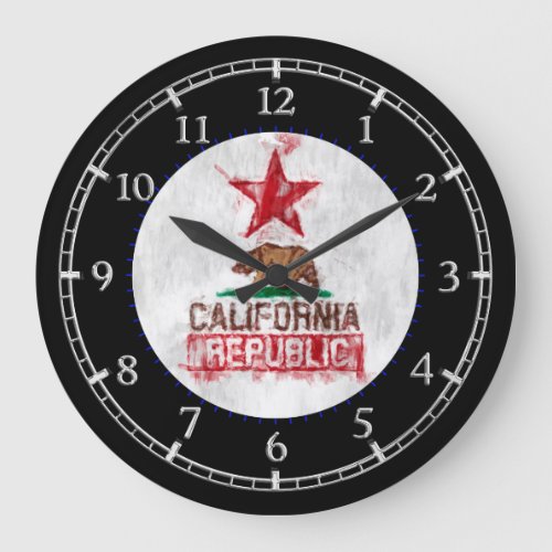 California Republic in Painterly Style Dial Large Clock