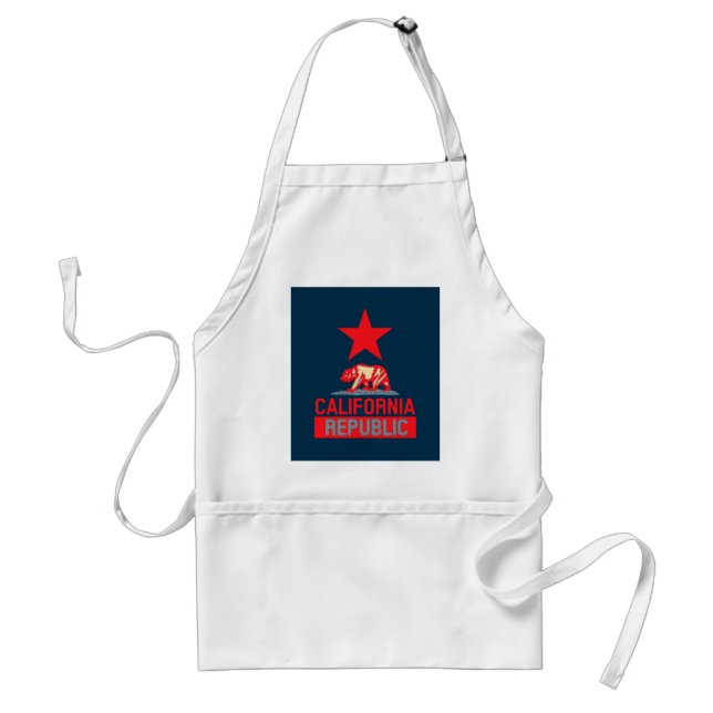 California Republic in Red and Blue Style Decor Adult Apron (Front)