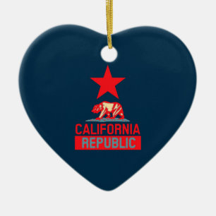 California Republic in Red and Blue Style Decor Ceramic Ornament