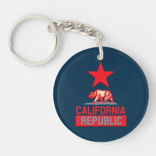 California Republic in Red and Blue Style Decor Keychain