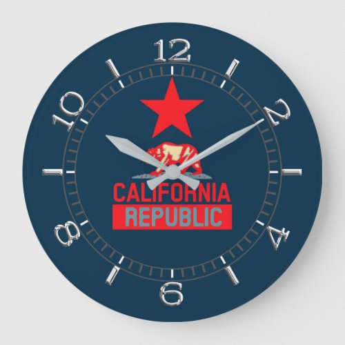 California Republic in Red and Blue Style Dial Large Clock