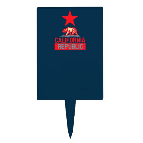 California Republic in Stylish Red and Blue Cake Topper