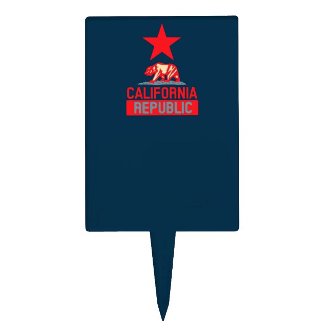 California Republic in Stylish Red and Blue Cake Topper (Front)