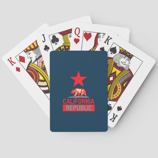 California Republic in Stylish Red and Blue Poker Cards (Back)