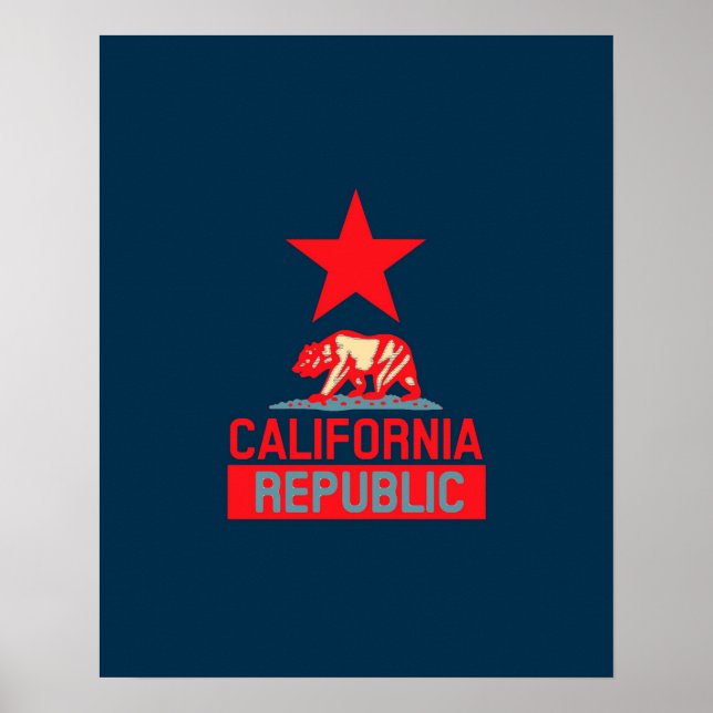 California Republic in Stylish Red and Blue Poster (Front)
