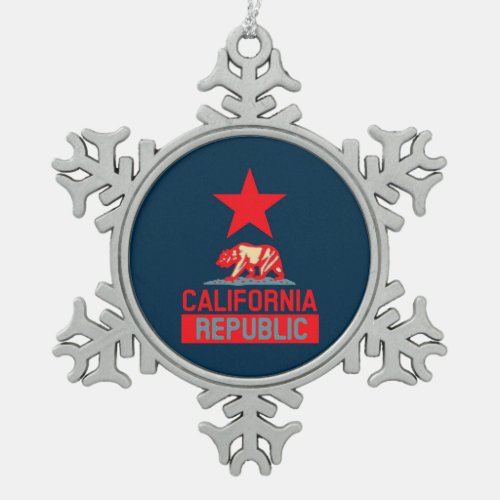 California Republic in Urban Hope Style Snowflake Pewter Christmas Ornament