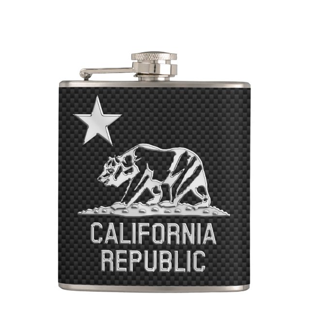 California Republic on Carbon Fiber Print Flask (Front)
