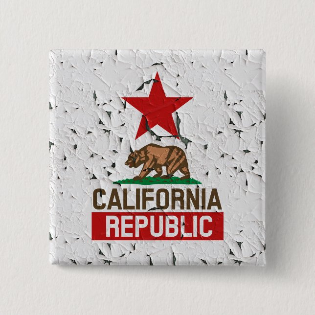 California Republic Peeling Paint Decor Pinback Button (Front)