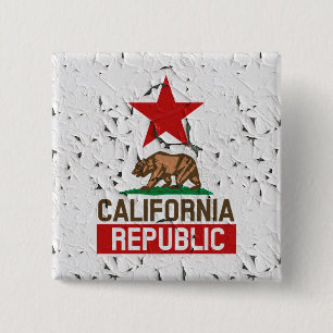 California Republic Peeling Paint Decor Pinback Button